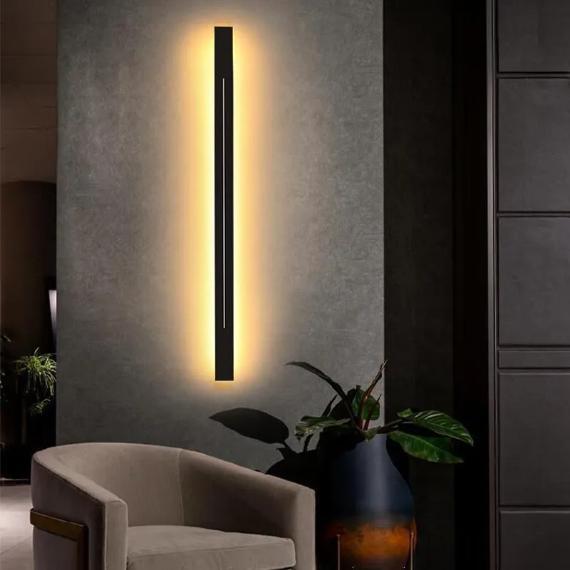 Outdoor Wall Lamps Modern Long LED Light 85-265V Iron Black Gold Shell 100cm 120cm Indoor Living Room Bedside Sconce Light ip20224R