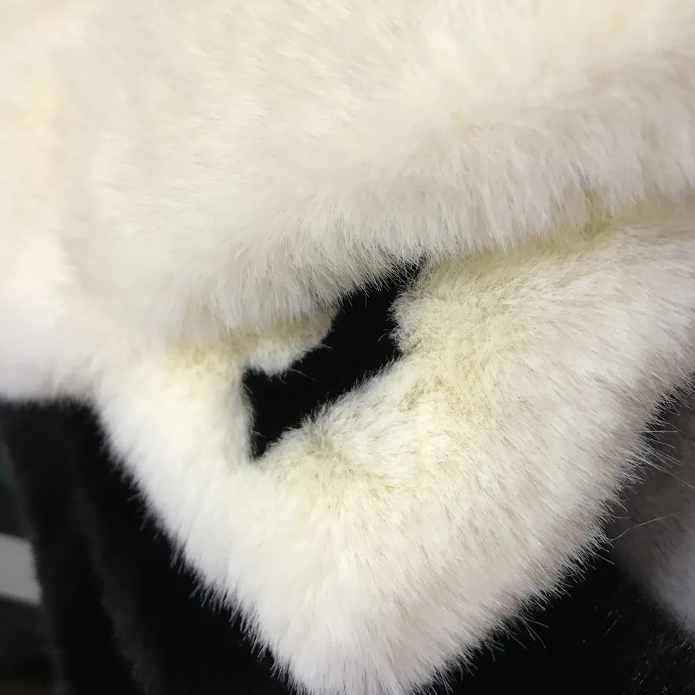 Stile di moda Sciarpa autunnale e invernale imitazione pelliccia di coniglio bianco e nero i collo in peluche collo in pelliccia caldaAnita256w