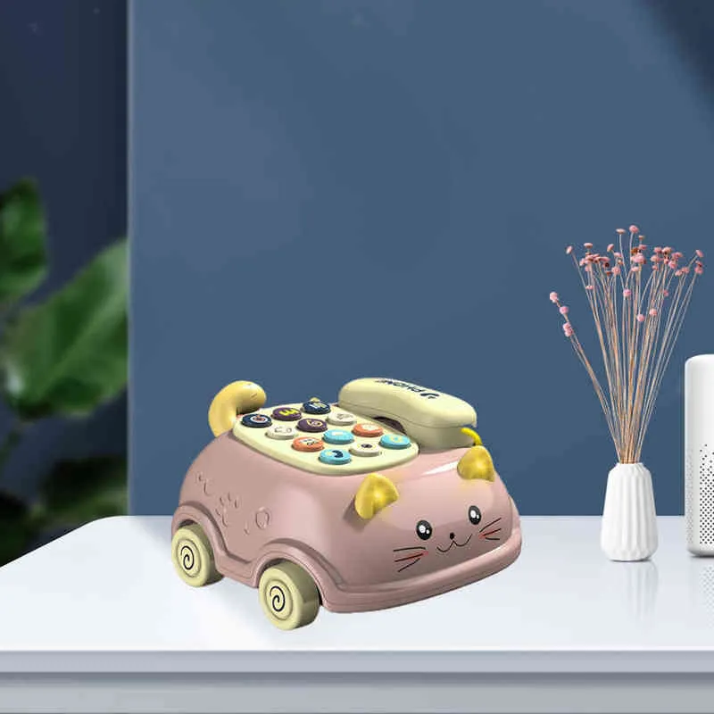 Baby leksak telefon tecknad simulerad fastighet toddler telefon dra funktion spela telefon tidig utbildning leksaker kreativ praktisk gåva g1224