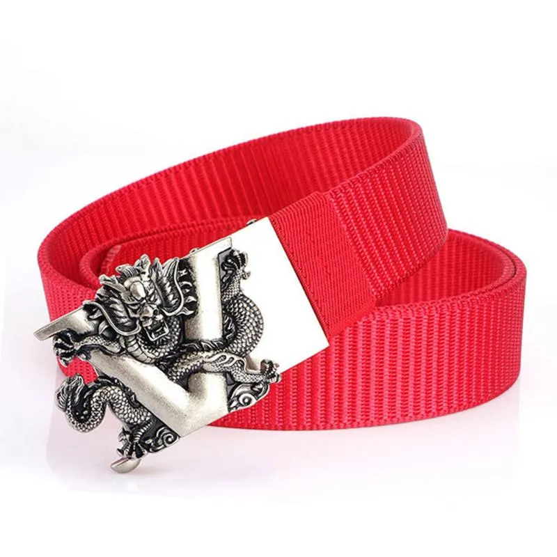 CUKUP Unique Design V Mönster Buckles Metal Men's Good Quality Nylon Canvas Belts Men Tillbehör 3 5 cm Bredd CBCK266302T