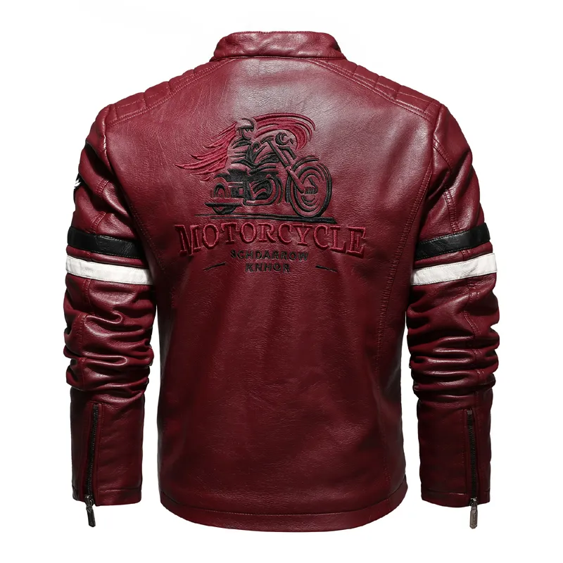 Jaqueta de inverno masculino jaqueta de motocicleta de couro bordado com zíper masculino de streetwear casaco de rua e casacos da moda MAIOS MACHO MASCO 201114