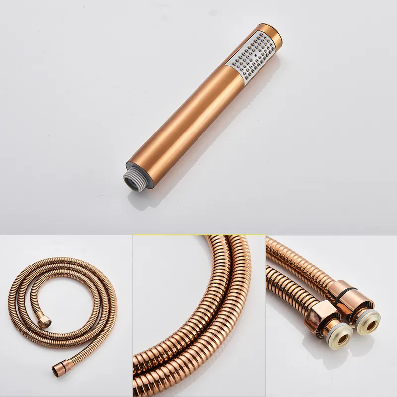 Senlesen Rose Golden Floor Fritt Stående Kran Singelhandtag Dual Control Cold Hot Water Mixer Tap Para Bathtub Dusch Bad T200710