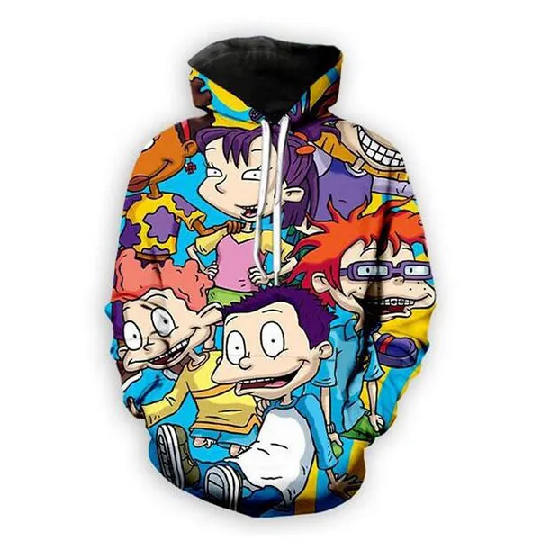 New Men/Womens Cartoon Rugrats 90's Funny 3D Print Fashion Tracksuits Hip Hop Pants + Hoodies MH06