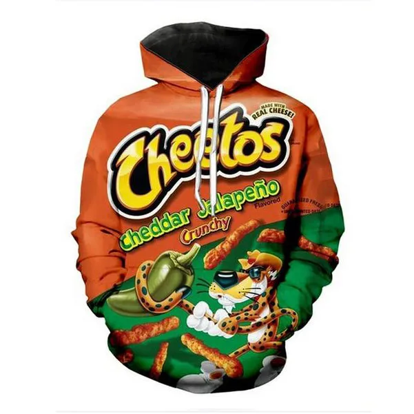 Nya Cheetos för män/kvinnor Roliga 3D-utskrifter Mode träningsoveraller Hip Hop byxor + huvtröjor MH091