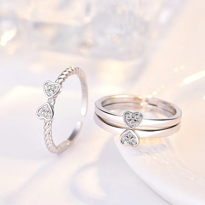 Mode-sieraden ring creatieve vier-blad klaverring voor vrouwen splitsen drie-in-een combinatie opening ring verstelbare maat geschenk J152