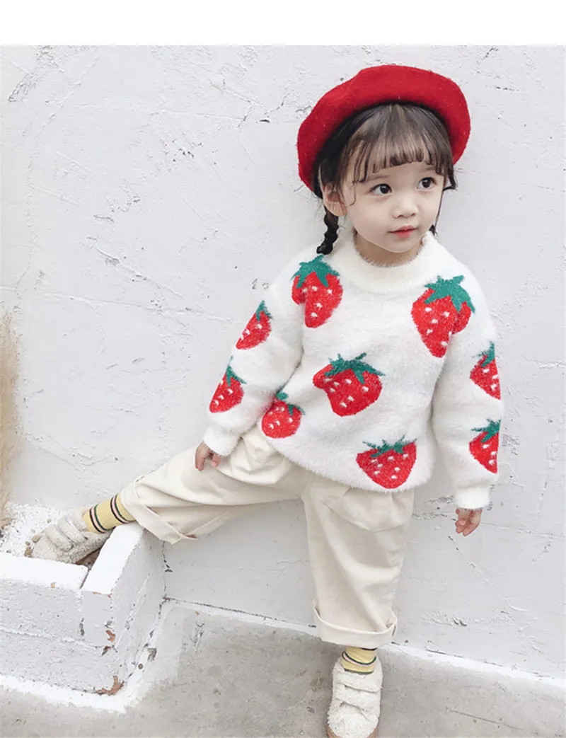 Baby Girl Boutique Knitted Sweater Winter Clothes Christmas Kids Toddler Sweaters for Teens Jumpers for Children Strawberry 3 6 201109