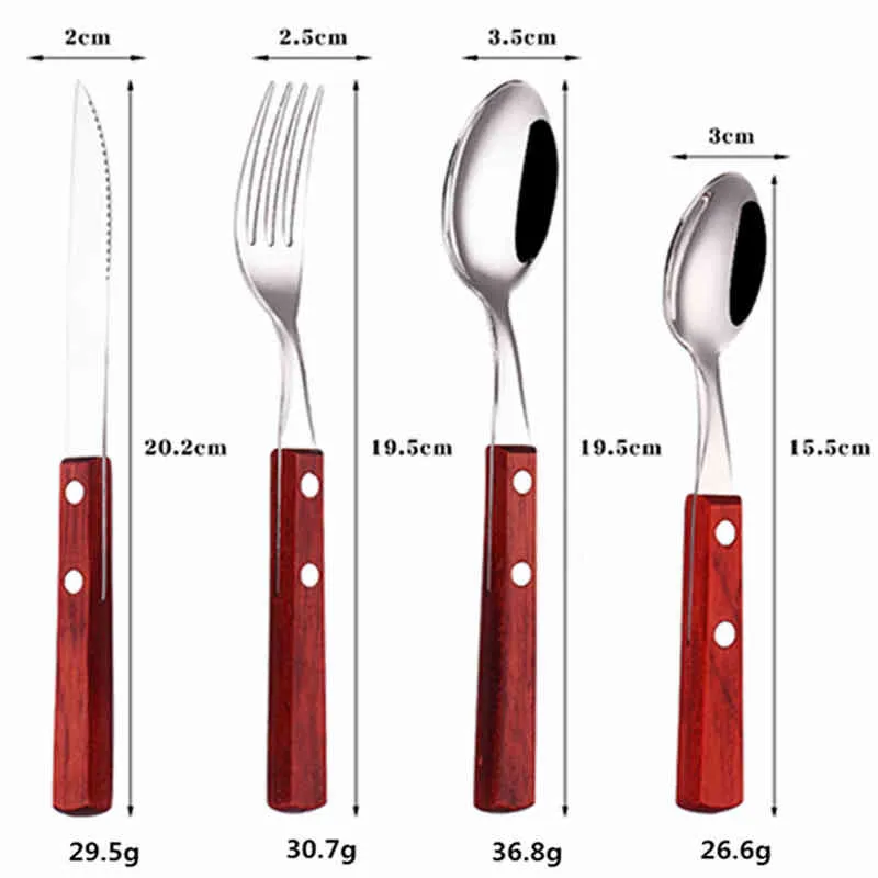 Talheres de mesa de cozinha Aço inoxidável Set Forks Stops Spoons Facas Dinnerware Silverware Dinner Espelho Eco Amigável 211228