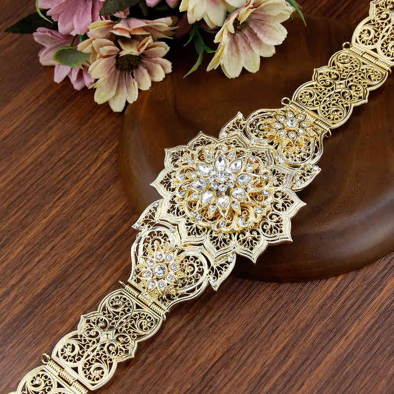 Sunspicems Gold Sier Colour Moroccan Caftan Belt For Women Jurk Taille Belt Bruiloft Jewellery Arab clothing Bijoux Bridal poison 2021