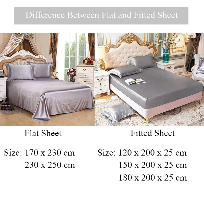 Lençol de seda de cetim capa de cama de seda lençol elástico ajustado e lençóis planos colcha para colchão lj200821294f