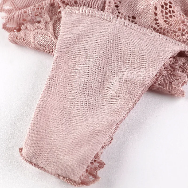 Panties Women Sexy Lace Thong Hollow-out Transparent Briefs Cotton Crotch G-string Set Underwear Lingerie Dropshipping 201112