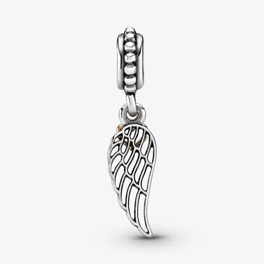 New Arrival 925 Sterling Silver Angel Wing and Heart Dangle Charm Fit Original European Charm Bracelet Fashion Jewelry Accessories2781