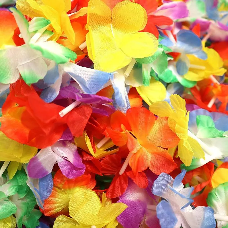 50 x Тропические гавайские цветочные ожерелья от - Большое множество ожерелий - Гавайский цветочный костюм Идеальные аксессуары для темы Birthda1244E