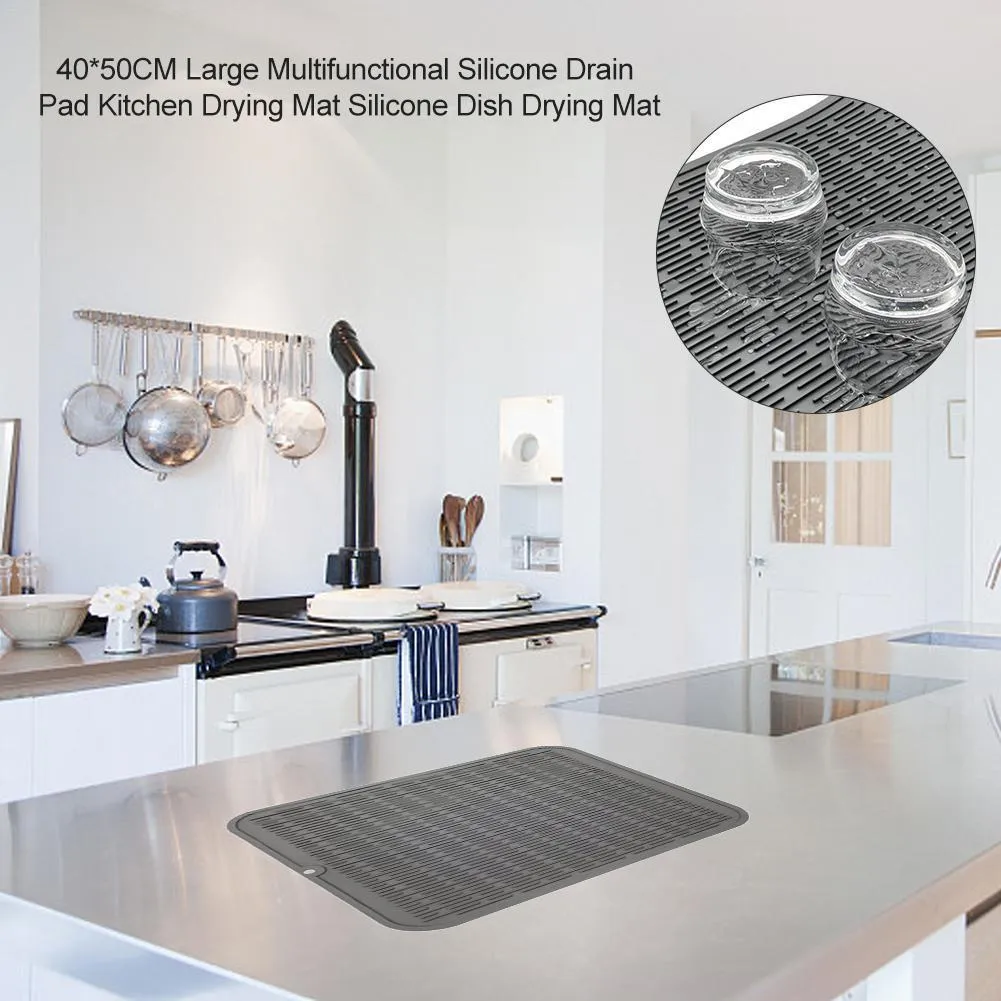 Silicone Tableware Placemat Premium Heat Resistant Drying Mat Sink Non-slip Pad Dinnerware Mat Dishwasher Kitchen Accessories T200708