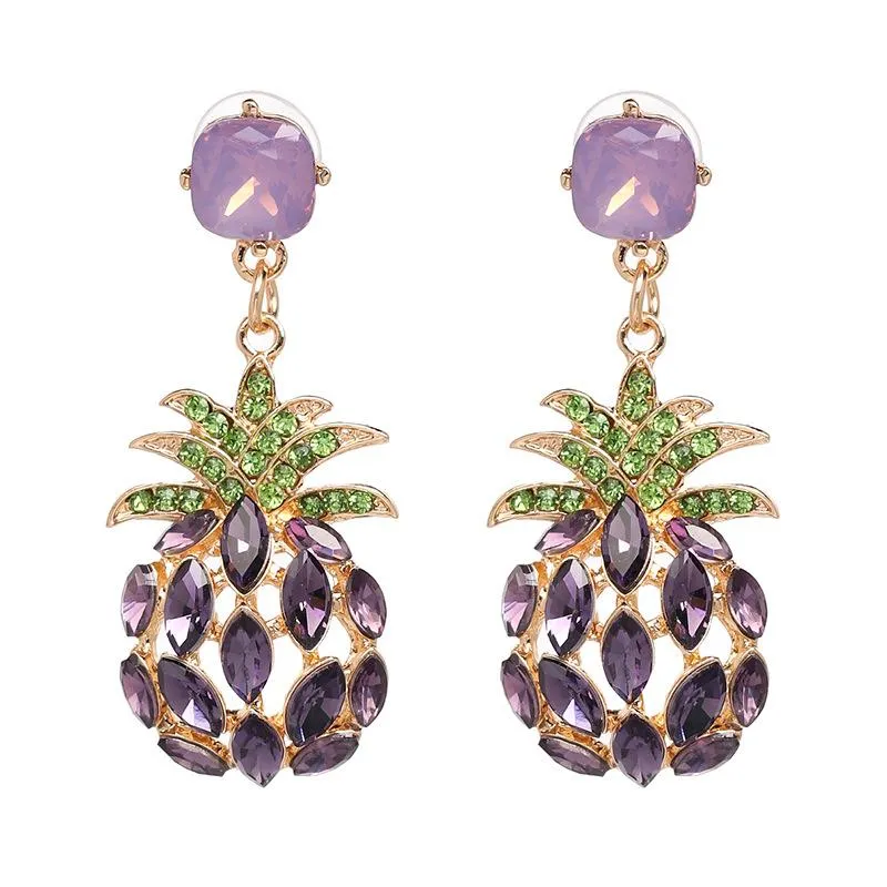 Qiaose Crystal Rhinestone Pineapple Dangle Drop Earrings for Women Fashion Jewelry Boho Maxi Collection Earrings Accessories1238l