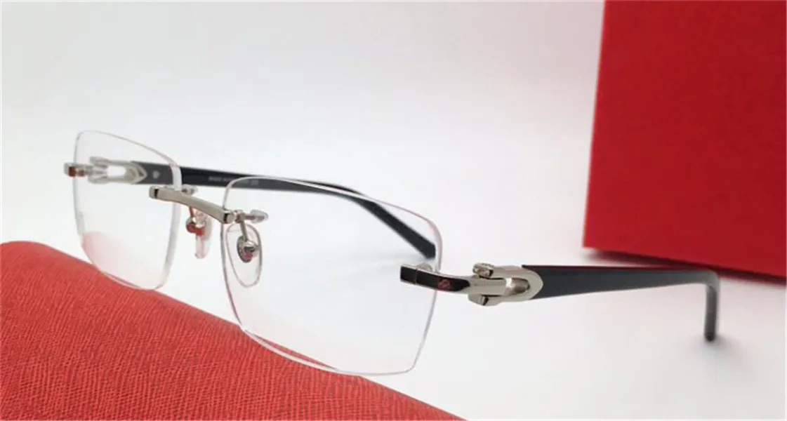 새로운 패션 디자인 광학 안경 0289 Square Frame Rimless 단순한 인기있는 스타일 경량과 편안한 착용 투명 247V