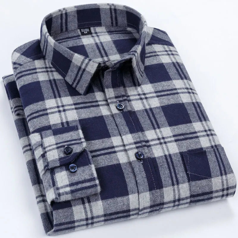 100% Baumwolle Flanellhemd Männer Kariertes Hemd Männlich Langarmhemden Hemden für Männer Hemd plus Größe 5XL 7XL 6XL 8XL Streetwear C1210