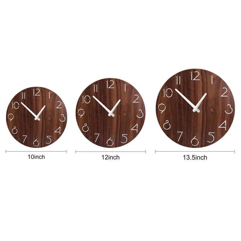 Horloge murale en bois Design moderne 12 pouces, horloge murale à Quartz silencieuse et sans tic-tac pour bureau, salon, cuisine, décoration de la maison H1230