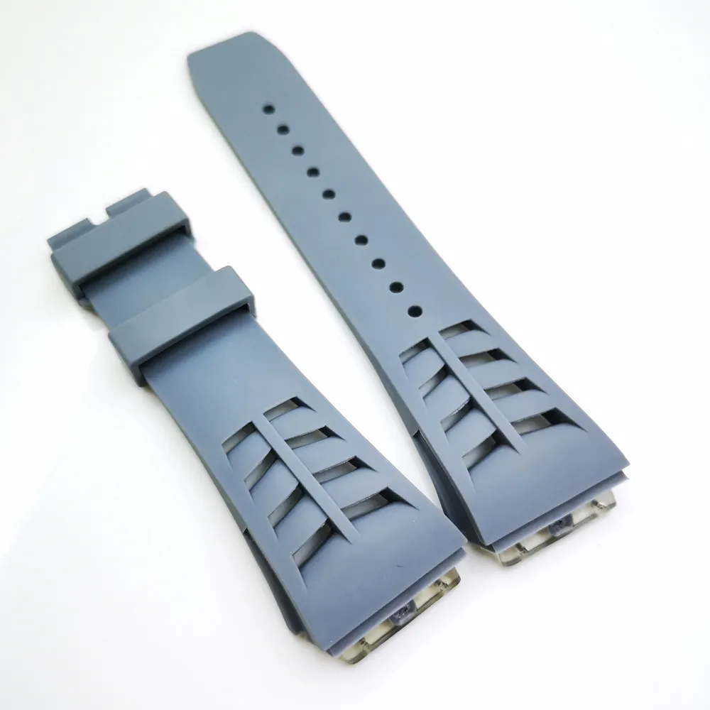 25mm 20mm Gray Watch Band Clasp gummiband för RM011 RM 50-03 RM50-01316P