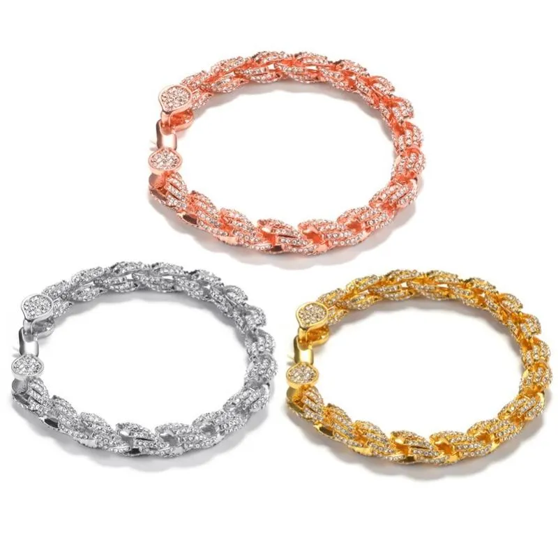 Uwin 9mm Iece Out Corda Corrente Colares Pulseiras Strass Cheios Bling Biling Moda Hiphop Jewelry304r