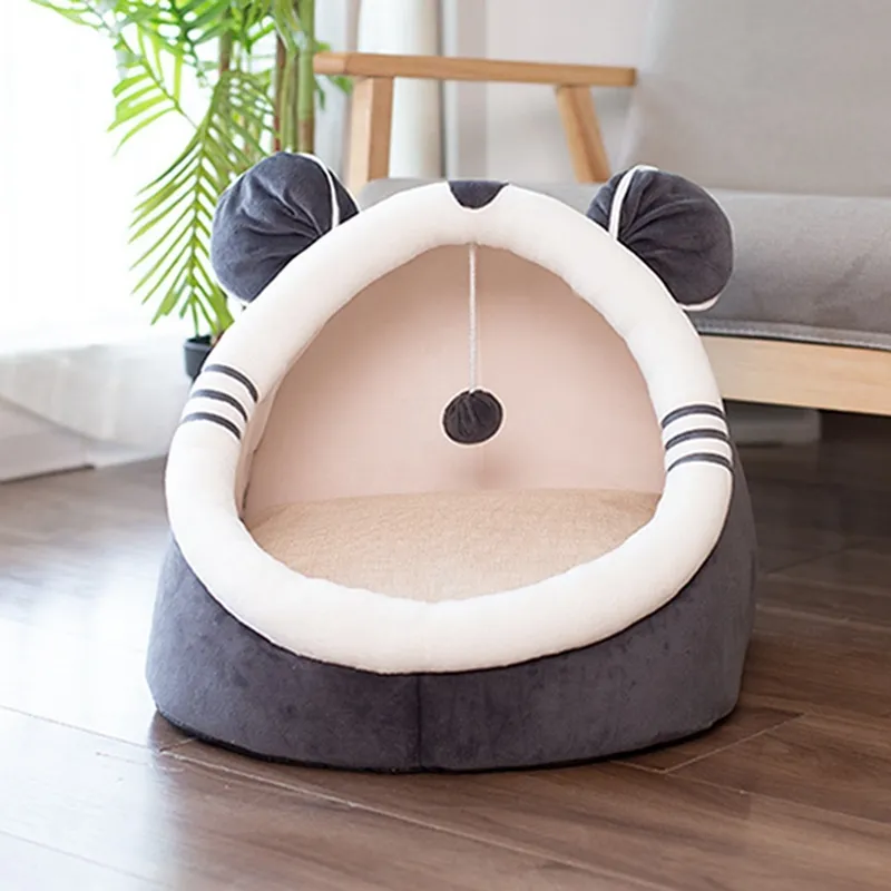 Lits pour chiens Hiver Chaud Chat Lit Xmas Pliable Pet House Tente avec Coussin Amovible Pliable 201223