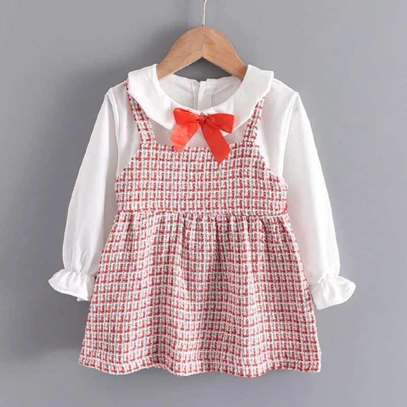 Bébé filles robe d'hiver né Toddle bébé à manches longues robe de soirée Sweet Bow enfants Vêtements en coton doux OutfitsChristmas LJ201223