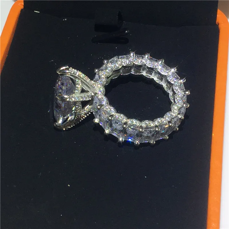 2020 Goutte d'eau à la main 8ct Lab Diamond Ring 925 Bijoux en argent sterling Bagues de fiançailles pour femmes hommes Bijou cadeau Y251b