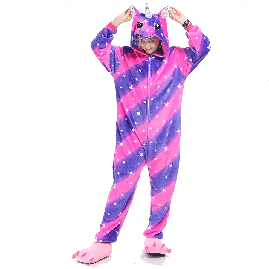 Frauen Pyjamas Pyjamas Erwachsene Flanell Nachtwäsche Homewear Kigurumi Einhorn Stich Panda Tiger Cartoon Tier Pyjama Sets Pijamas 201113