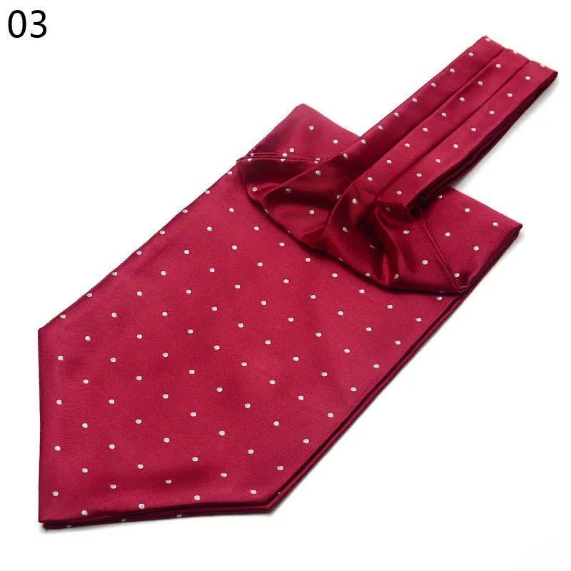 Nackband män vintage polka dot bröllop formell cravat ascot själv brittisk stil gentleman polyester silke paisley slips 241g