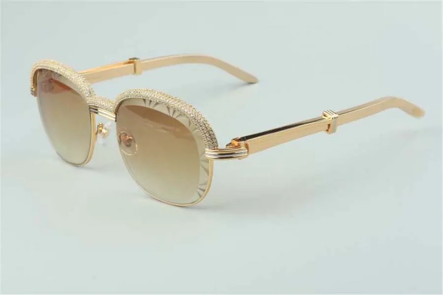 -vente de branches en acier inoxydable de qualité supérieure coupe des lunettes de soleil à lentilles monture à sourcils en diamants haut de gamme 1116728-A Taille 60-18-140mm281E