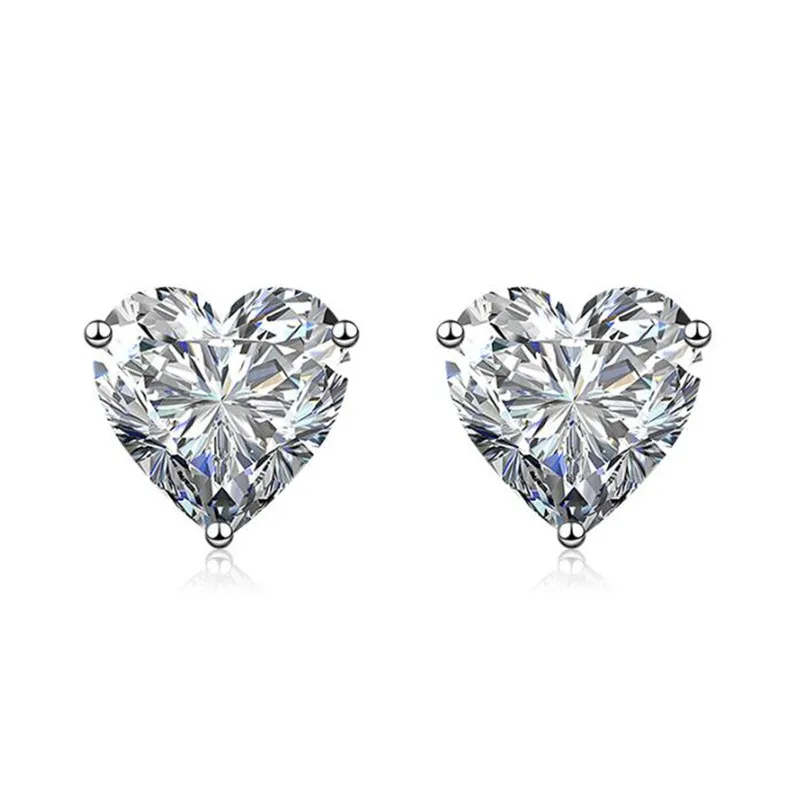 2022 INS Top Sell Stud Earrings Simple Fashion Jewelry Solitaire Multi Color 5a Cubic Zircon Cz Diamond 925 Sterling Silver Heart 288L