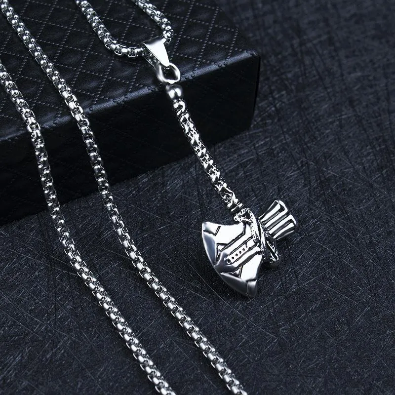 Chains Viking Men Pendant Necklace Nordic Mythology Silver Color Design Rune Hatchet Bottle Opener Choker Charms217U