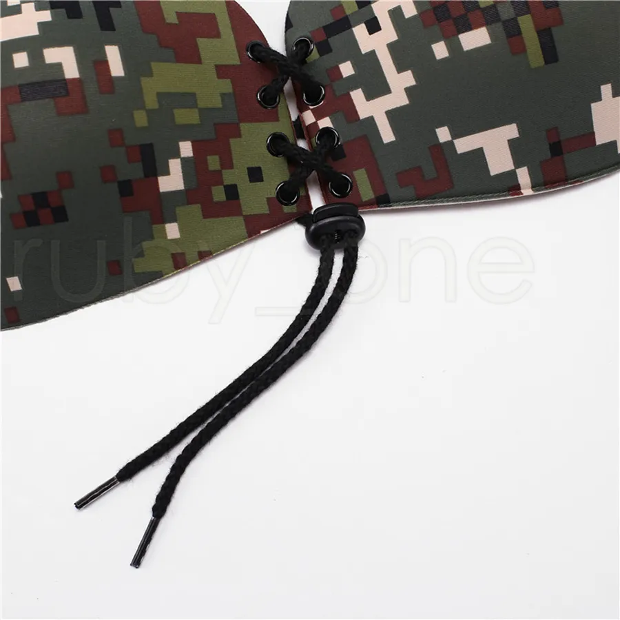 Donne Corda Camouflage Colour Fly Wings Forma Silicone Invisibile Push Up Autoadesivo Chiusura anteriore Sticky Sticky Bras Tool