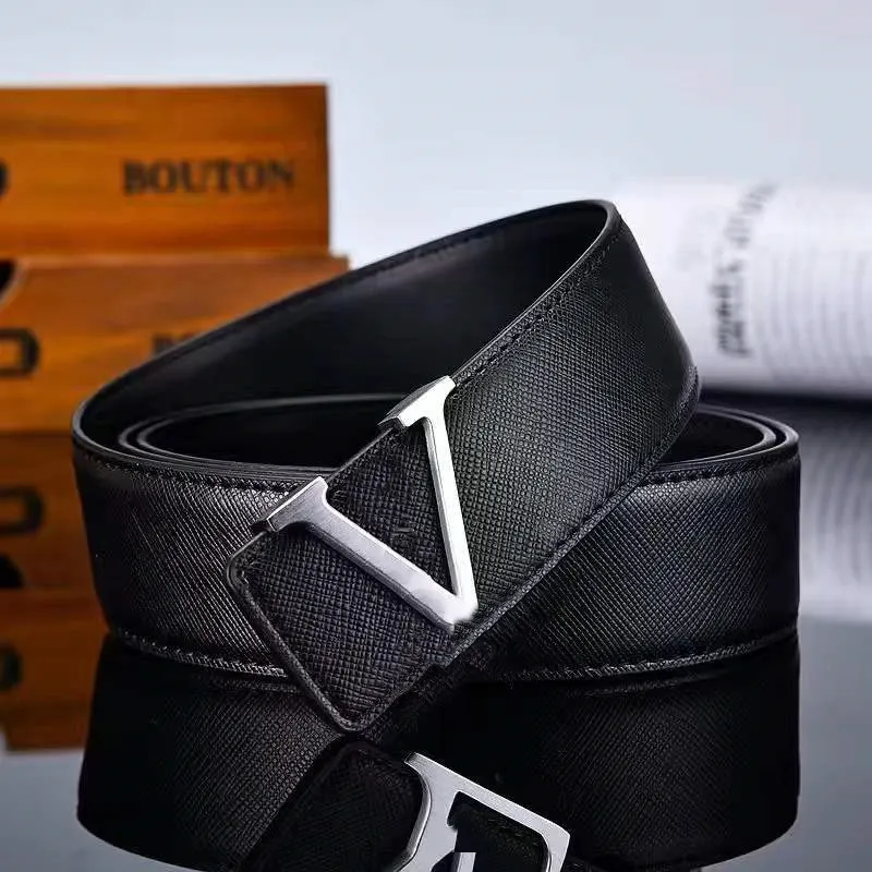 2021 Fashion Luxury Men Designers Belts alloy V buckle belt high quality Genuine Leather Waistband206p