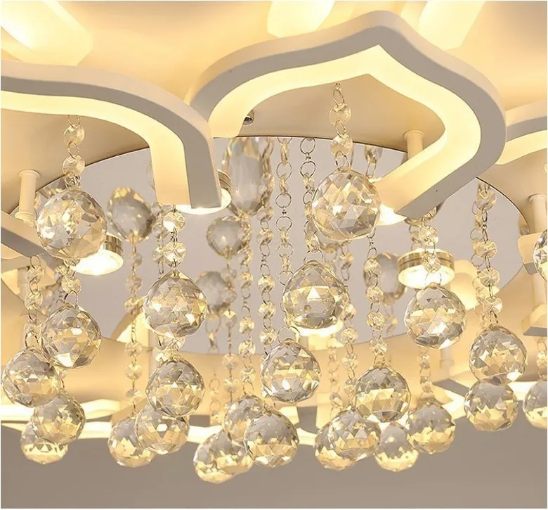 Nowoczesne lampy sufitowe LED do salonu biała K9 Crystal domowa lampa sypialni z zdalnym sterowaniem Dimmable Plafon Lustre224F