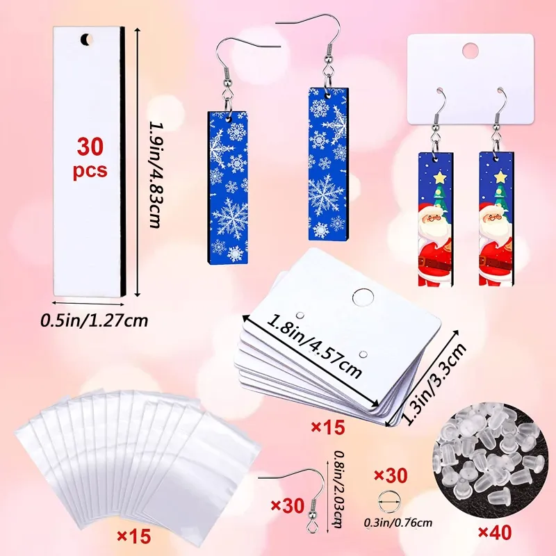 Pendimiento personalizado de sublimación rectángulo de 30x ganchos de alambre de transferencia de calor en blanco decoración colgante de aretes para joyería de bricolaje8015316