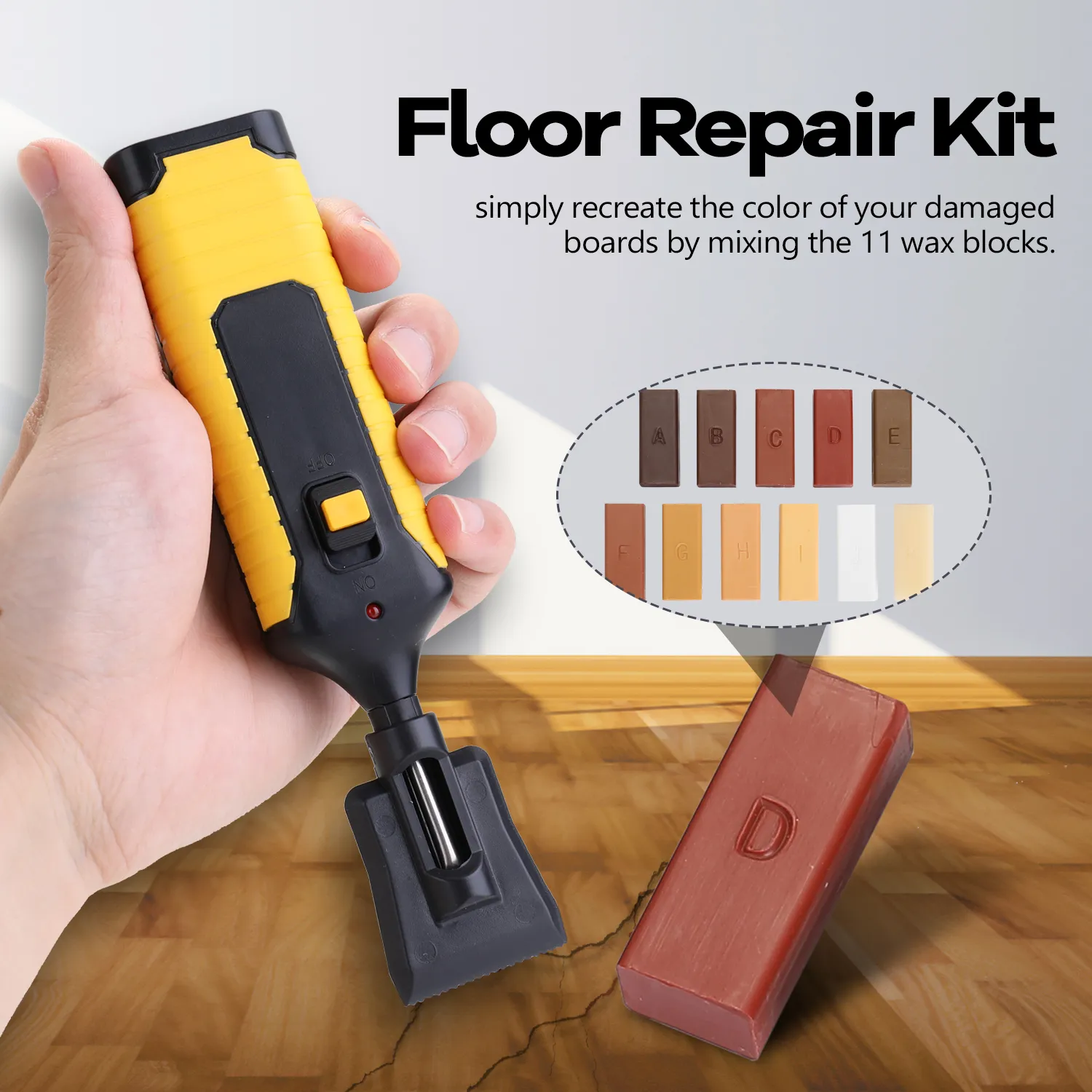 Kit de reparo de piso laminado kit de reparação de piso laminado sistema de cera piso worktop resistente embalagem chips arranhões men177v