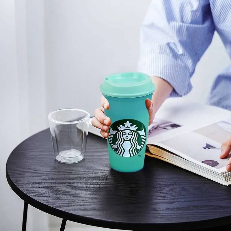 Starbucks Reusable Color Changing Plastic Cup PP Food Grade ML floz con coperchio Regali di Natale LiveBecool