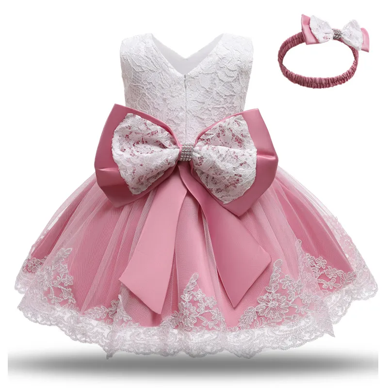 Yeni doğan kız bebek elbise parti elbiseleri kızlar için 1 yıl doğum günü prenses elbise dantel vaftiz elbisesi bebek giyim beyaz vaftiz l6468033