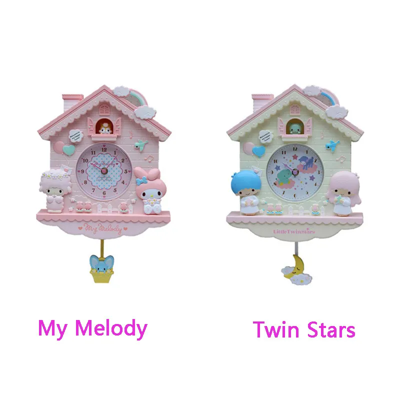 Dessin animé grande horloge murale Design moderne Nixie Kids Girls My Melody Swing Swing Silent Bedroom Liveroom Clock pour les enfants039S ROO8706199