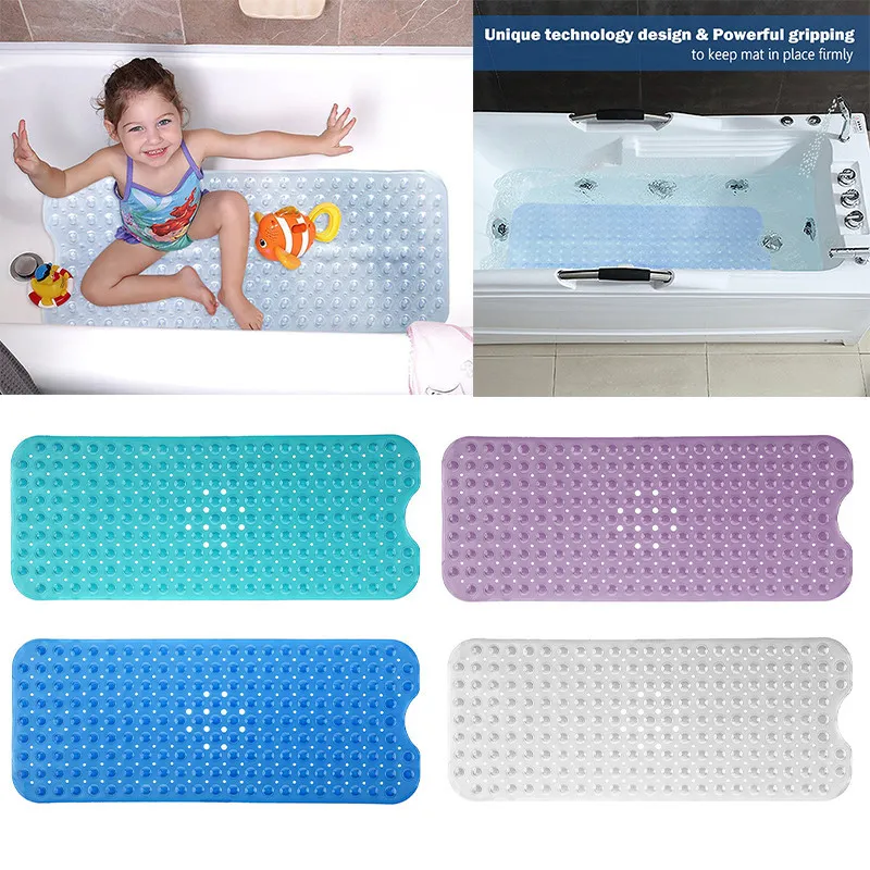 Tapete de banho antiderrapante extra longo com sucção grande 100 x 40 cm Tapete de banheira aplicável a idosos crianças grávidas LJ5315201