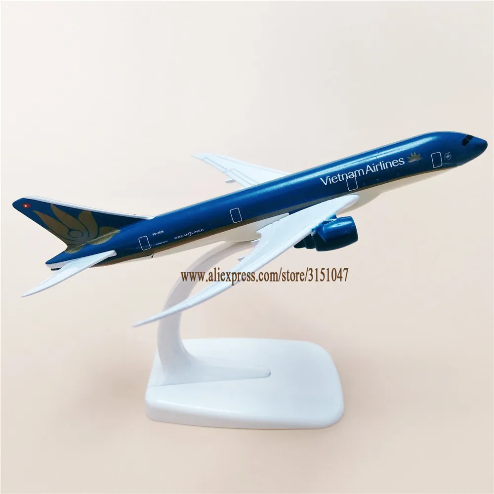 Сплав металлического воздуха Вьетнам B787 Авиакомпания модель самолета Boeing 787 Airways Pront Stand Aircraft Kids Gifts 16см Y200106