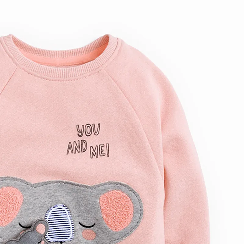 Baby flicka kläder toddler höst bomull djur applique sweatshirt rosa brev tröja för barn 2-7 år 220309