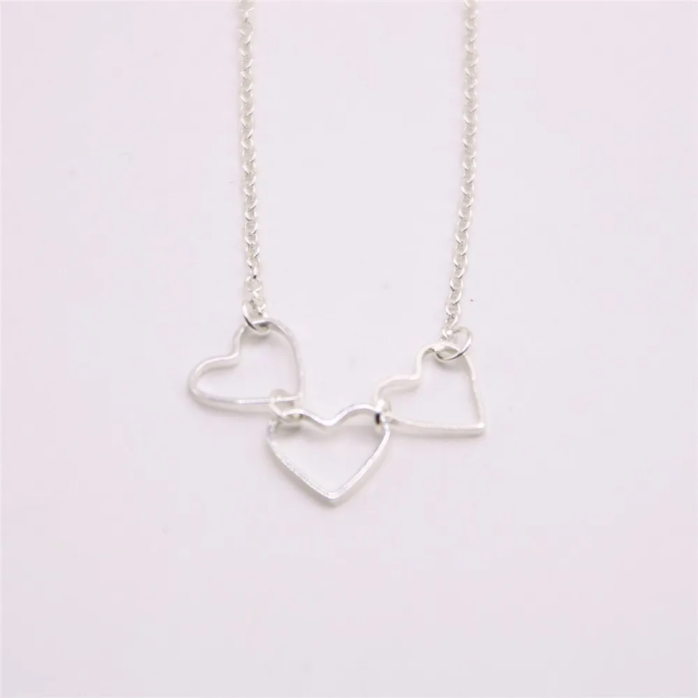 Collier de coeur d'amour creux trois colliers combinés pendentifs pour les filles les femmes or argent rose trois couleurs en option 230Z