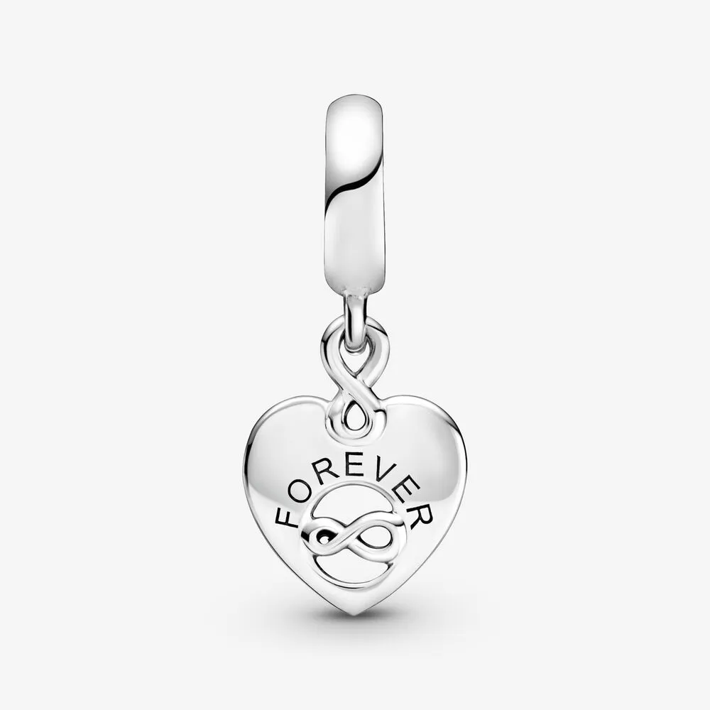 100% Plata de Ley 925 Sparkling Friends Forever Heart Dangle Charms Fit Original European Charm Pulsera Moda Mujer DIY Jewe274f