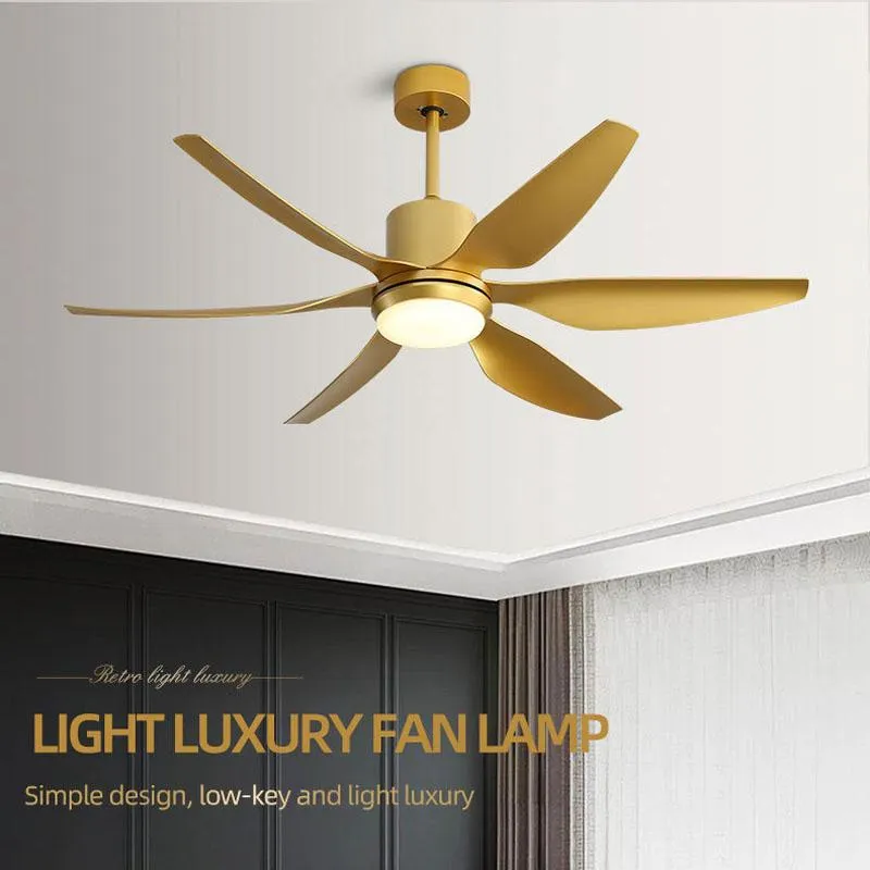 Потолочные вентиляторы 56-дюймовый современный светодиодный светильник золотого цвета с большим количеством ветра для гостиной, вентилятор постоянного тока, лампа с дистанционным управлением285D