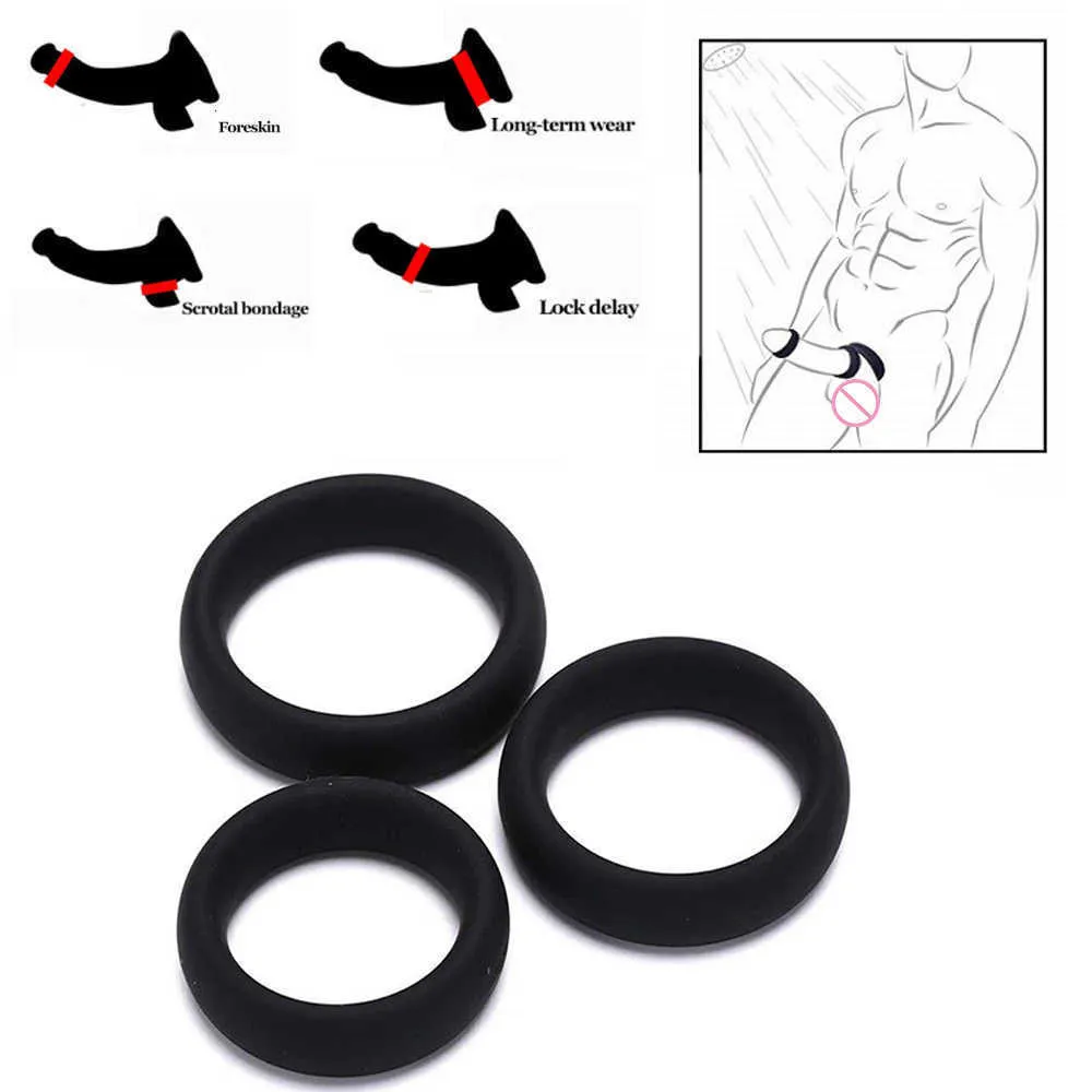 Silicone Cock 3 Ring Penis Enhance Erection For Men Delay Ejaculation Cockring Intimate Goods Shop Q0508268V