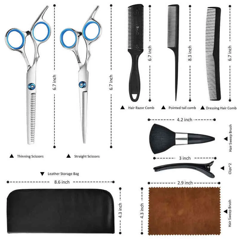 Hairdressing Scissors of Flat Teeth Thinning Hair Salon Children Home Tool Set 220125