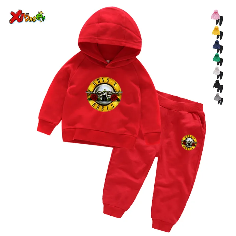 Abbigliamento bambini Guns musica hip hop Casual Ragazzi Cartoon Sport T-shirt Pantaloni 2 pezzi / set Abbigliamento bambini Abbigliamento bambini Tute LJ200915