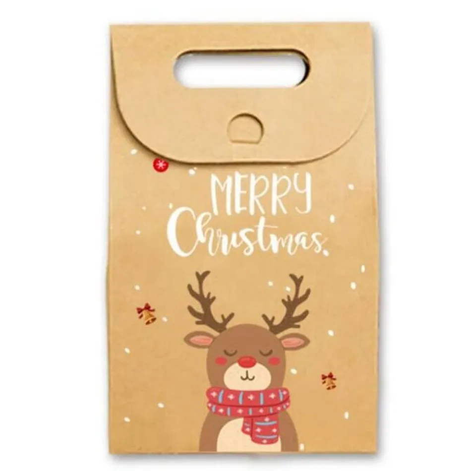 Noel Hediye Çanta Noel Vintage Kraft Kağıt Elma Şeker Durumda Parti Hediye Çantası El Sarılmış Paket Dekorasyon Parti Favor Malzemeleri