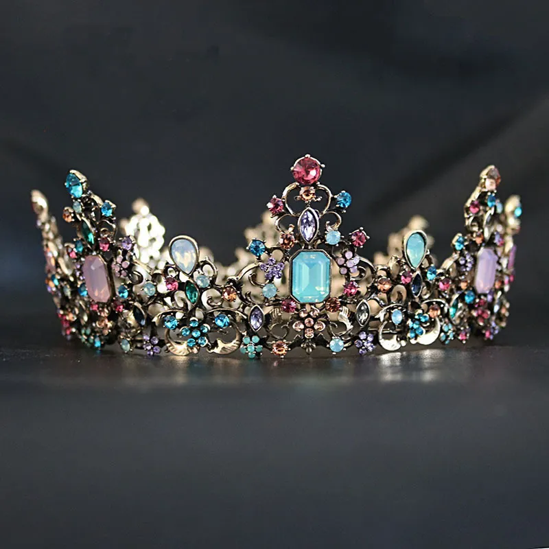 Bruiloft haar sieraden kmvexo barokke koninklijke koningin kroon kleurrijke jelly crystal stone tiara voor dames kostuum bruidsaccessoires 221109